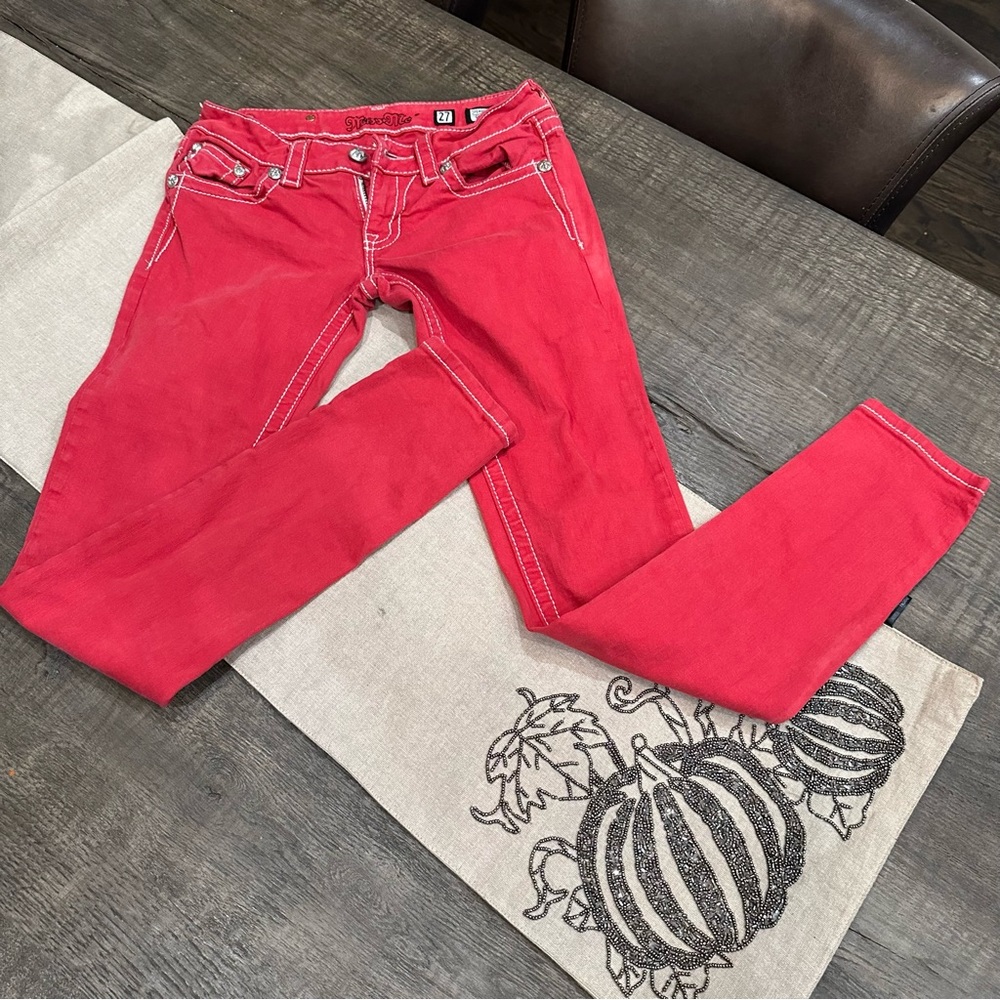 Miss Me Red Jeweled Jeans